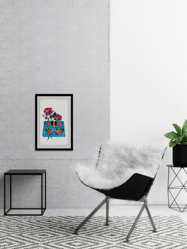 "Blue Purse" Framed Painting Print, 16"x24"