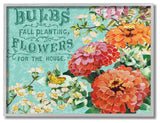 Farm Flowers Red Green Patterned Print Design, 16"x20", Gray Frame