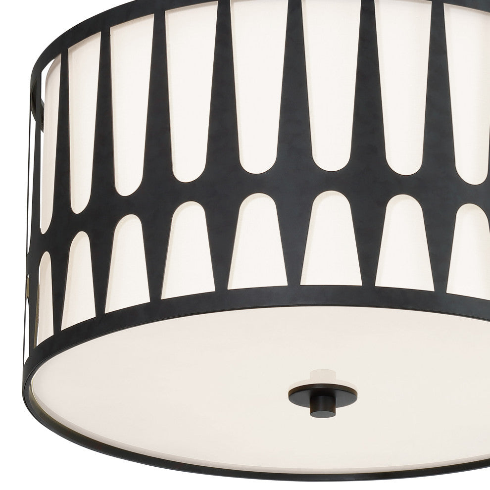 Crystorama Lighting Group ROY-800 Royston 3 Light 18"W Flush - Black
