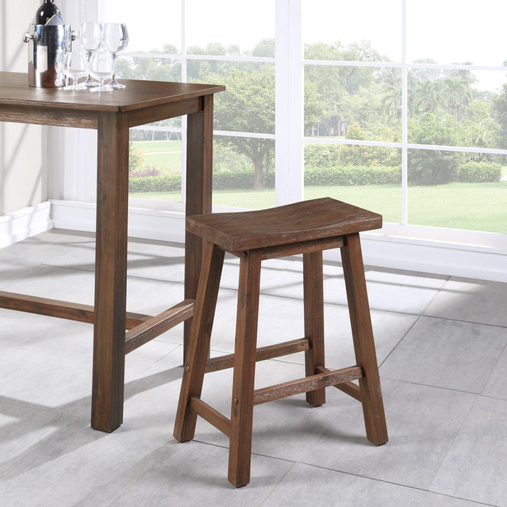 Sonoma Saddle Seat Counter Stool, Chestnut Wire-Brush, Counter Height, Single
