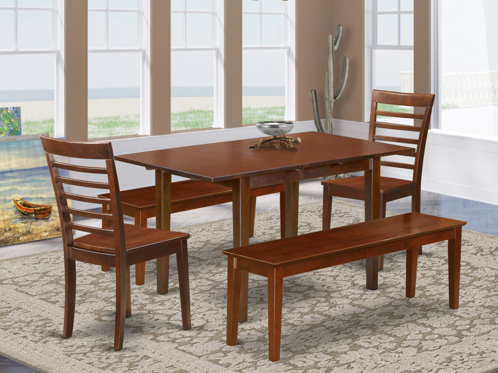5 Pc Kitchen Table Set - Plus 2 Chairs For Dining Room And 2 Benches