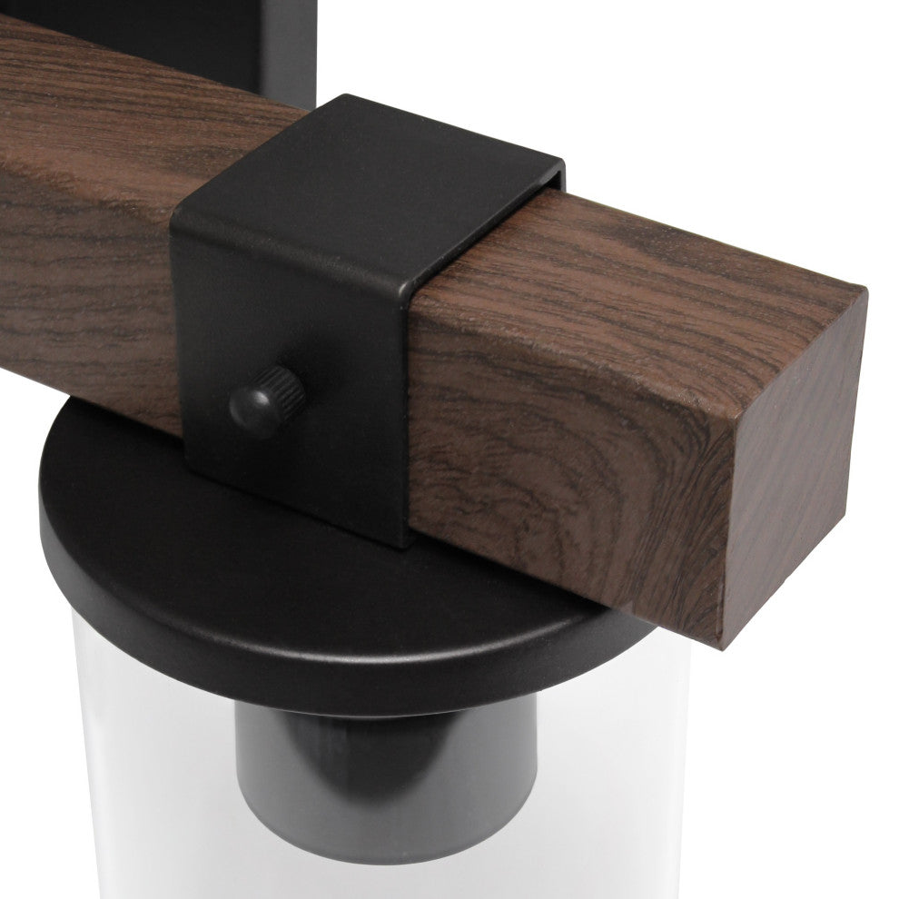 Farmhouse Rustic Wood Look 3 Light Bath Vanity, Brown