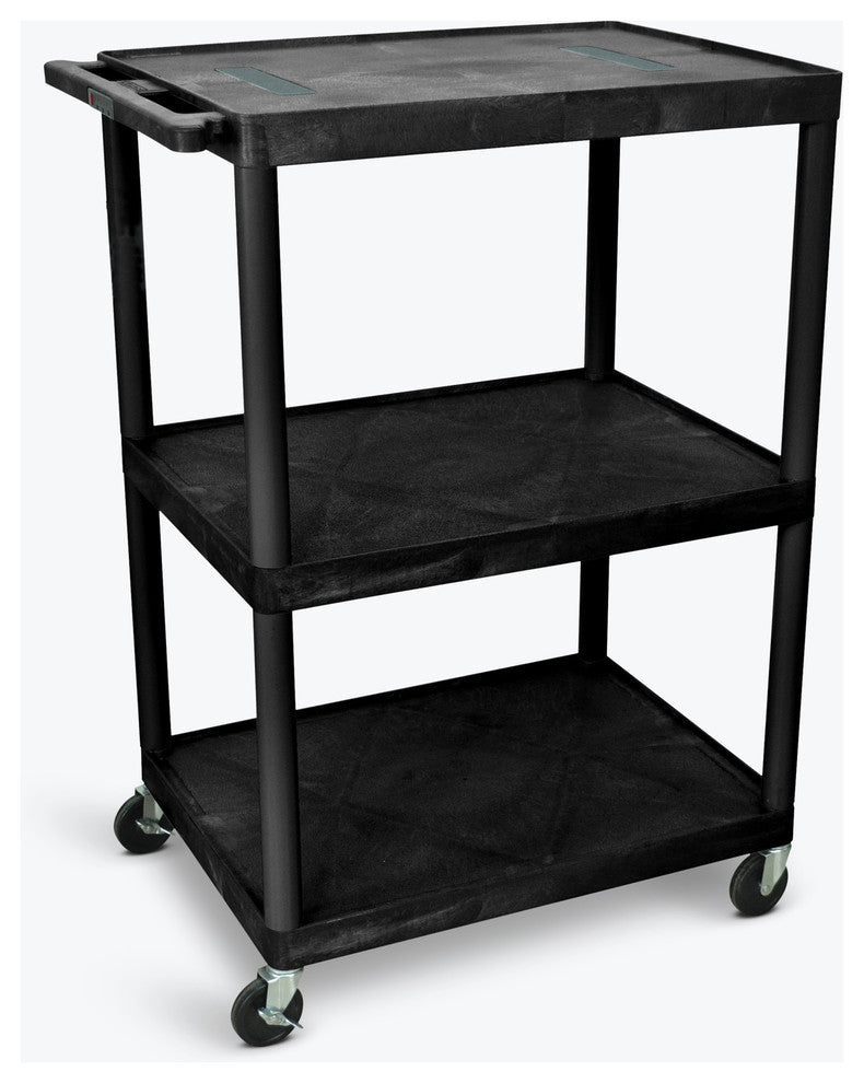 Luxor Black Endura 3-Shelf Cart, 48"