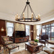 Vintage Wagon Wheel Chandelier Rust Farmhouse Pendant With Black and Gold Finish