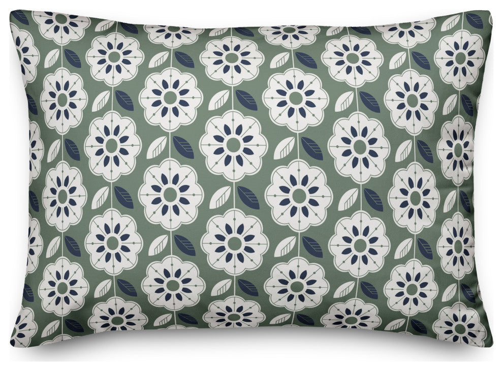 Green Navy Mod Pattern 14x20 Indoor/Outdoor Pillow