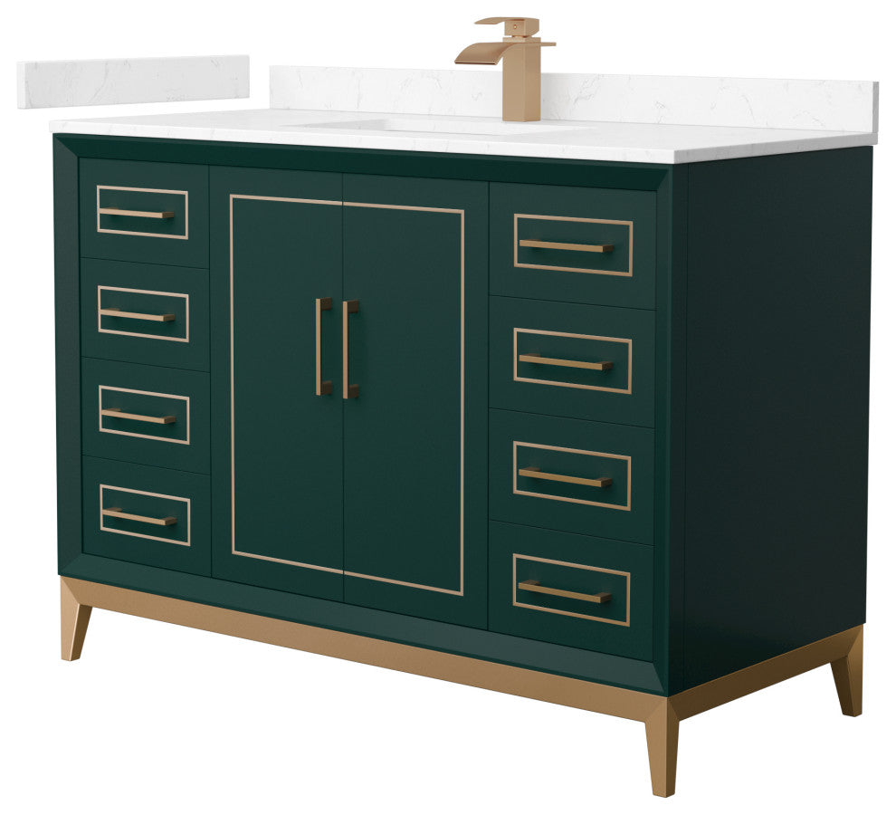 Marlena 48" Green Single Vanity, Cultured Top, Bronze Trim