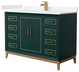 Marlena 48" Green Single Vanity, Cultured Top, Bronze Trim
