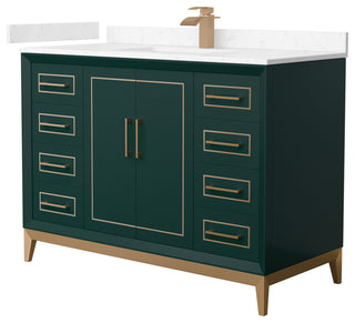 Marlena 48" Green Single Vanity, Cultured Top, Bronze Trim