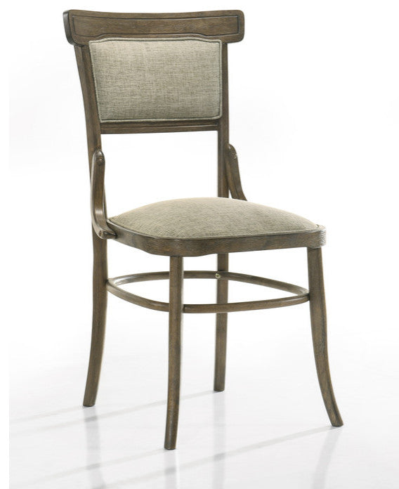 Bistro Vintage Walnut 7-Piece 72" Dining Set With Off White Fabric Dining Chairs