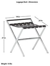 Luggage Rack, Stainless Steel/Chocolate Leather