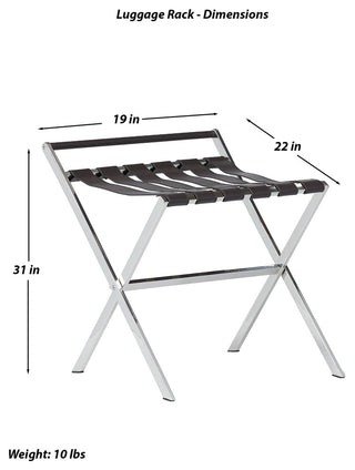 Luggage Rack, Stainless Steel/Chocolate Leather