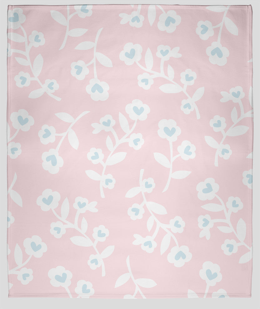 60x80" Valentines Floral Throw Blanket, Pink