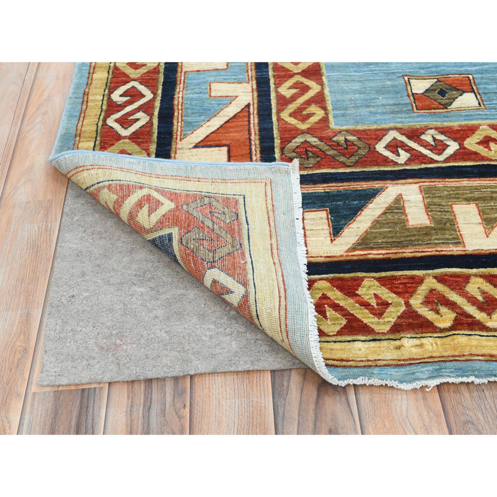 Sky Blue Caucasian Design 200 KPSI Wool Hand Knotted Oriental Rug 9'x11'10"