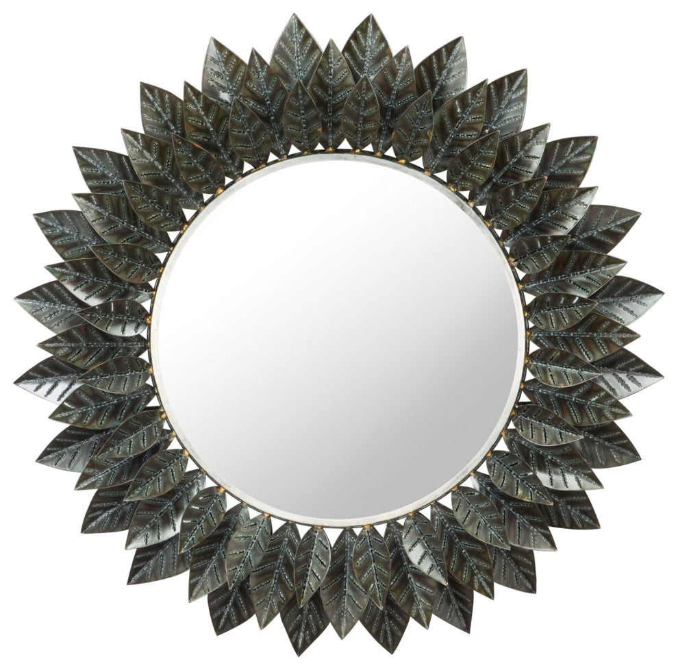Frame Wall Mirror, Round, Aluminum, Metal, Black, Bedroom Living