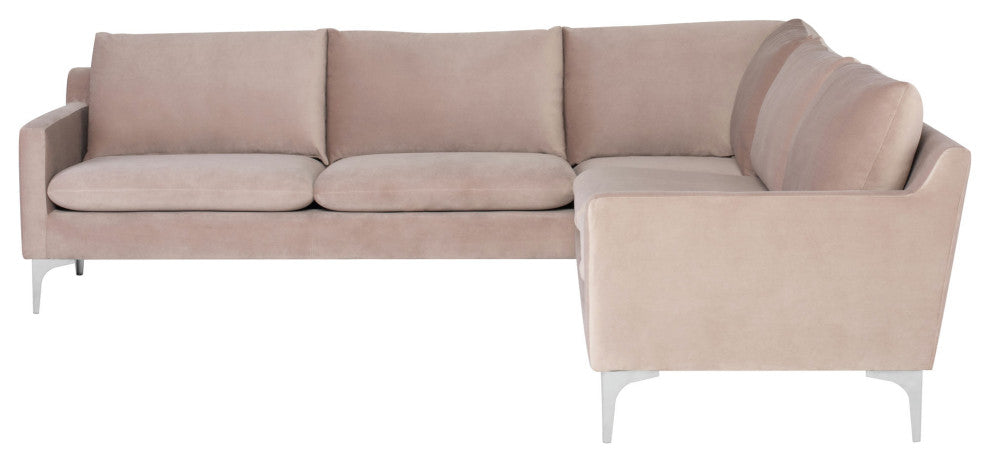 Anders Blush Fabric Sectional Sofa, HGSC675
