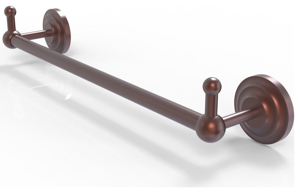 Prestige Que New 30" Towel Bar with Integrated Hooks, Antique Copper