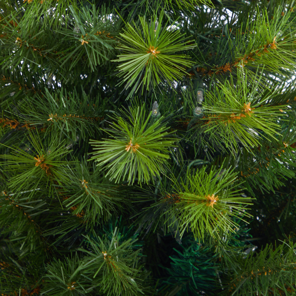 4.5' Green Valley Pine Faux Xmas Tree W/ White Lights & Bendable Branches, Urn