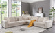 117.2'' Corduroy Modular Sofa Sectional with Matching Accent Pillows, Beige