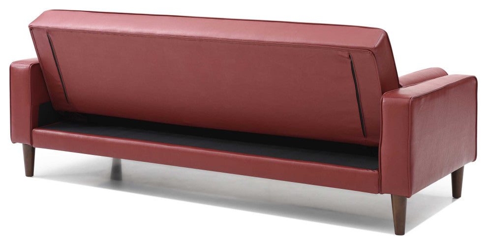 Andrews 85 in. W Flared Arm Faux Leather Straight Sofa, Red