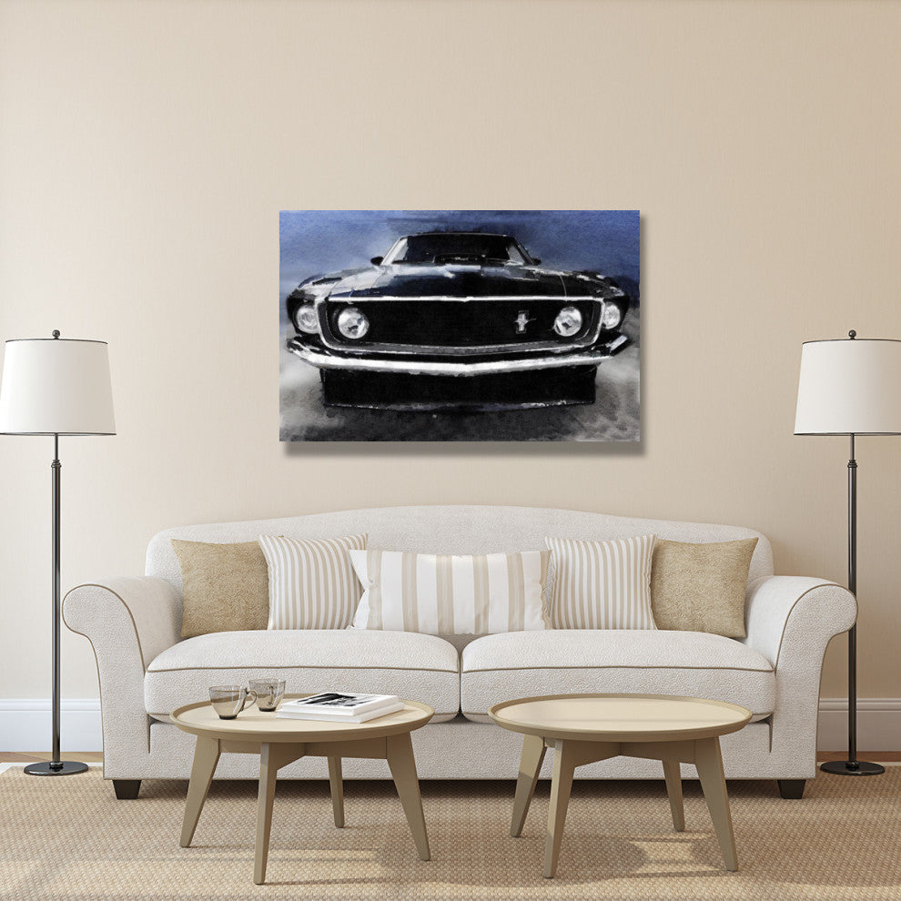 "1968 Ford Mustang Shelby Front Watercolor" Fine Art Print