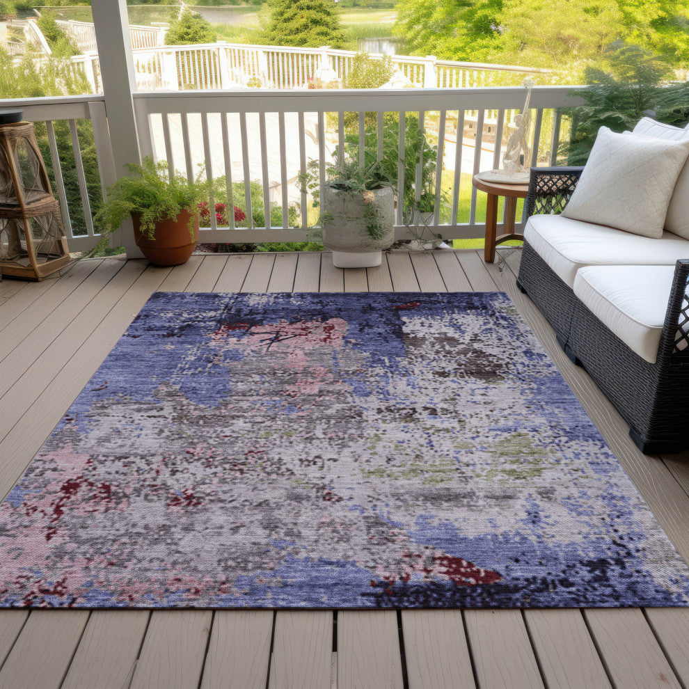 Machine Washable Indoor/Outdoor Chantille ACN1911 Plum 10' x 14' Rug
