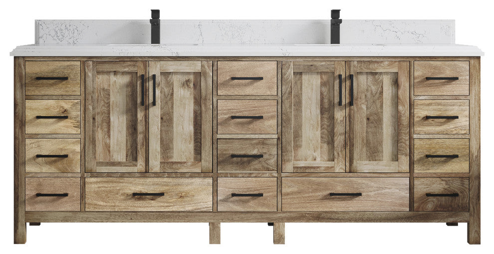 Malibu Mango 84 Double Sink Bath Vanity in Natural 1.5" Empira Quartz