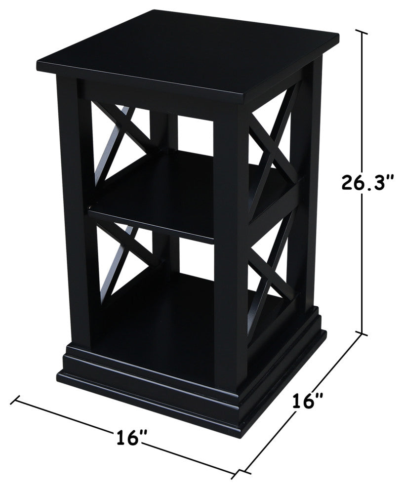 Hampton Accent Table With Shelves, Black