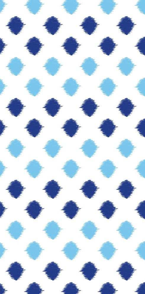 Ikat Dot Stripes Decorative Holiday Print Bath Towel, Royal Blue