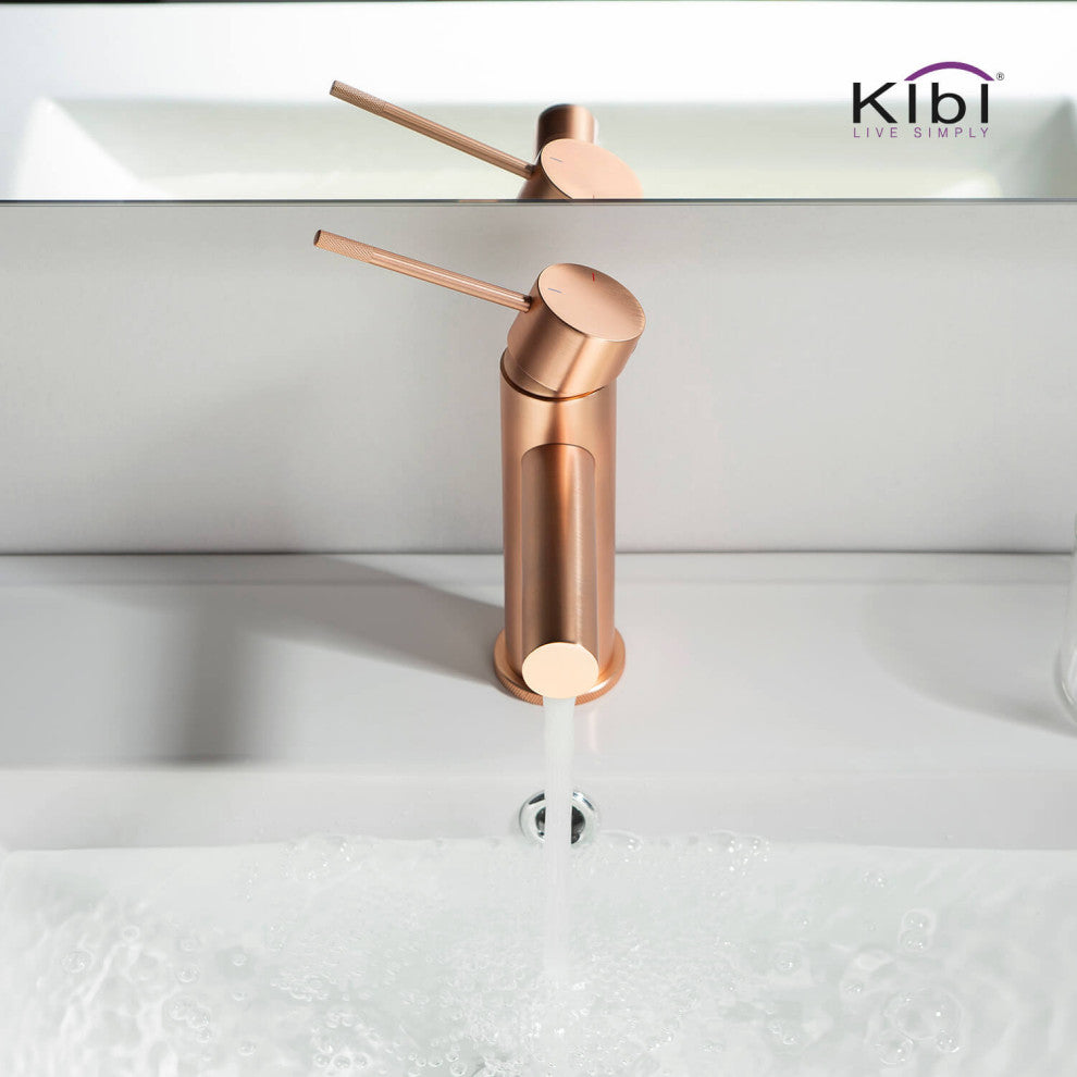 Circular X Brass Single Hole Bathroom Faucet KBF1010, Rose Gold, Without Drain
