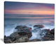 "Blue Rocky Sea Beach Sunset" Modern Landscape Wall Art Canvas, 20"x12"