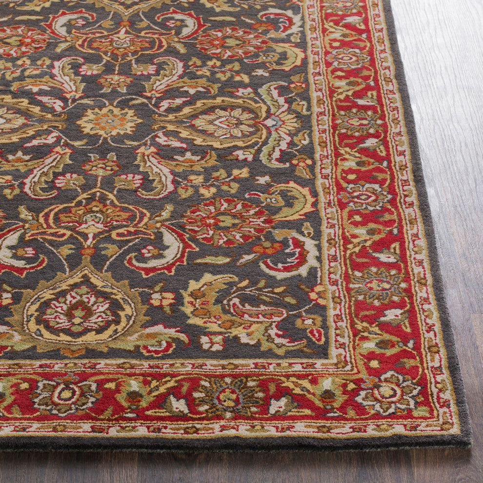 Middleton Traditional Bright Red, Charcoal Area Rug, 2'x3'