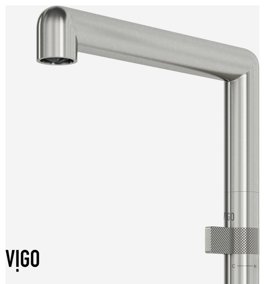 VIGO Jewel 11 in. H Single Handle Kitchen Bar Faucet, Stainless Steel
