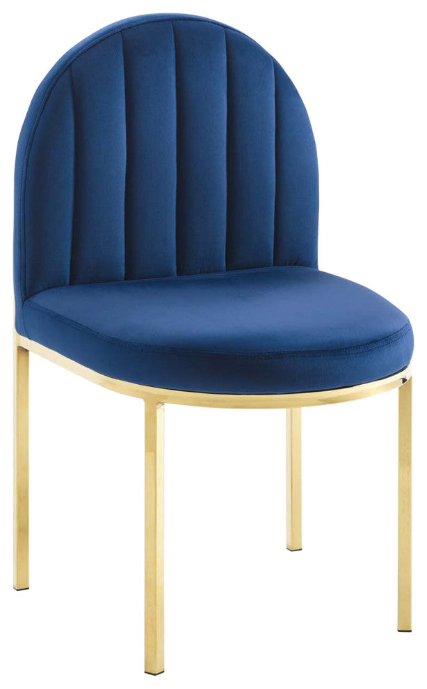 Isla Channel Tufted Performance Velvet Dining Side Chair - Gold Navy