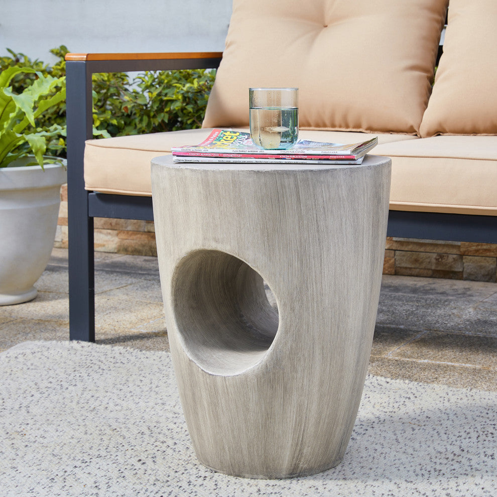 Multi-functional MGO Faux Concrete Garden Stool or Plant Stand or Accent Table