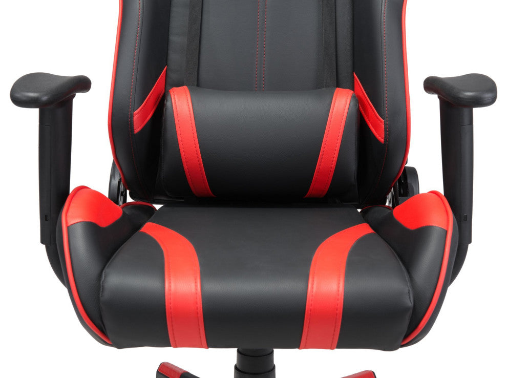 Computer Work Gaming Chair, Faux Vinyl Leather, Black, Red, Home Office