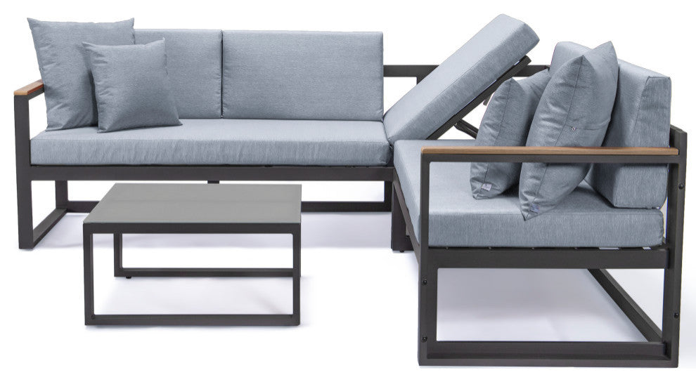 LeisureMod CSLBL-80LGR Chelsea Sectional Headrest&CoffeeTable LightGrey Cushions