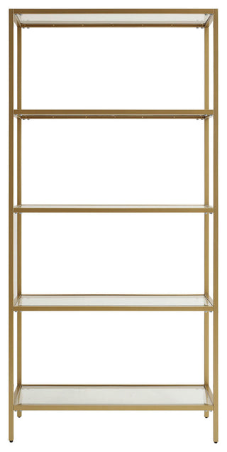 Marcello Glass Shelves Bookcase, Gold