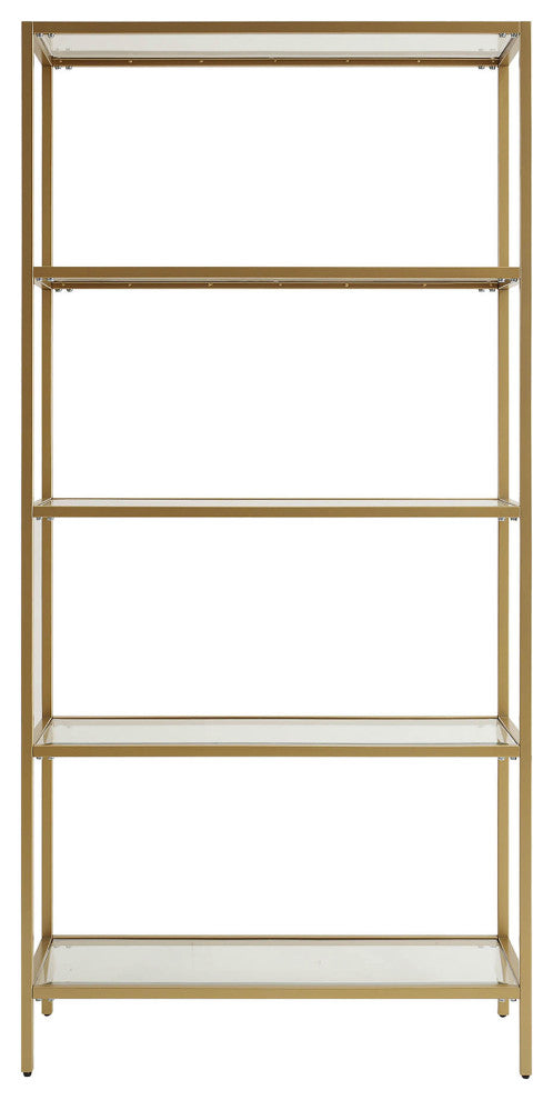 Marcello Glass Shelves Bookcase, Gold