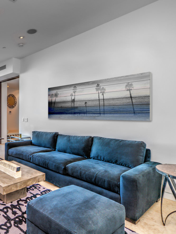 "Stormy Calm" Painting Print on White Wood, 30"x10"