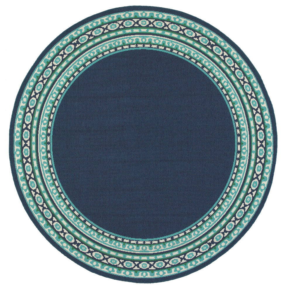 Oriental Weavers Meridian Navy/Green Border Indoor/Outdoor Rug 7'10" RND