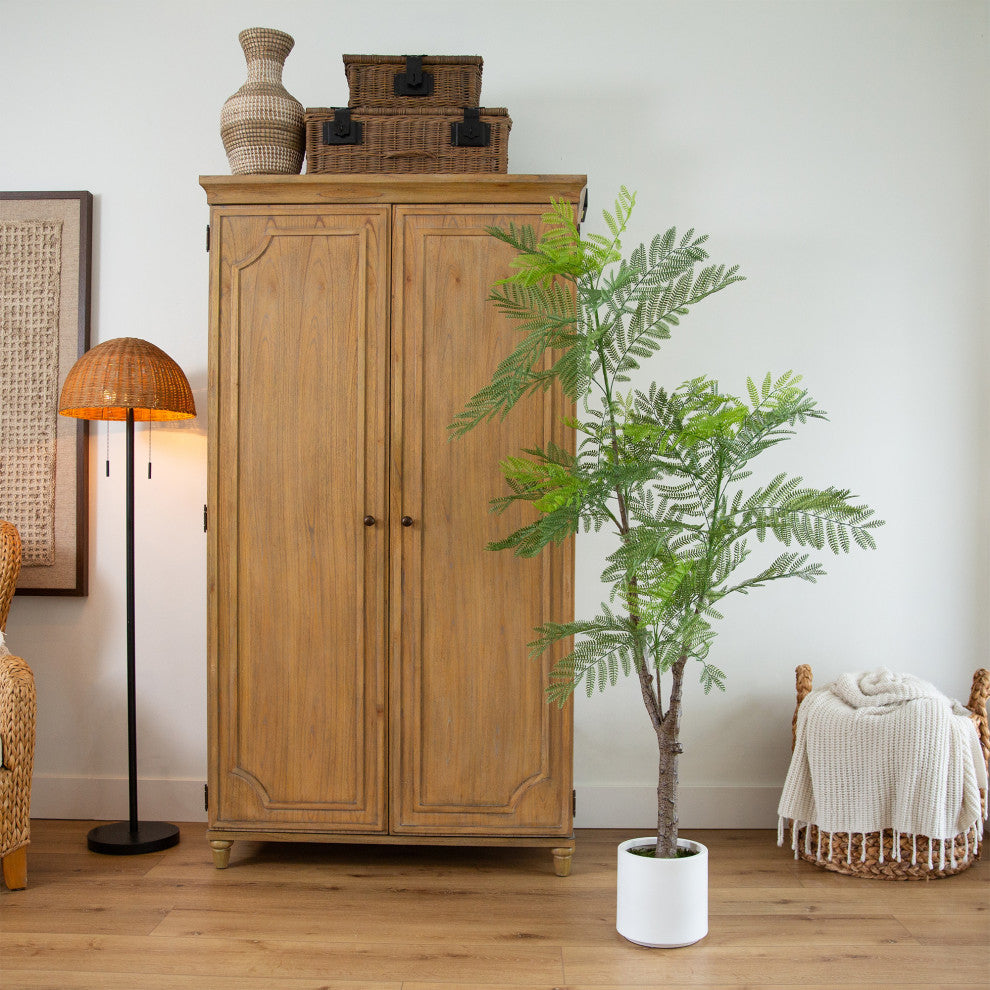 6ft. Artificial Minimalist Jacaranda Tree, White Decorative Planter