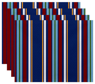 Multi-Stripe, Stripe Print Placemat, Set of 4, Blue