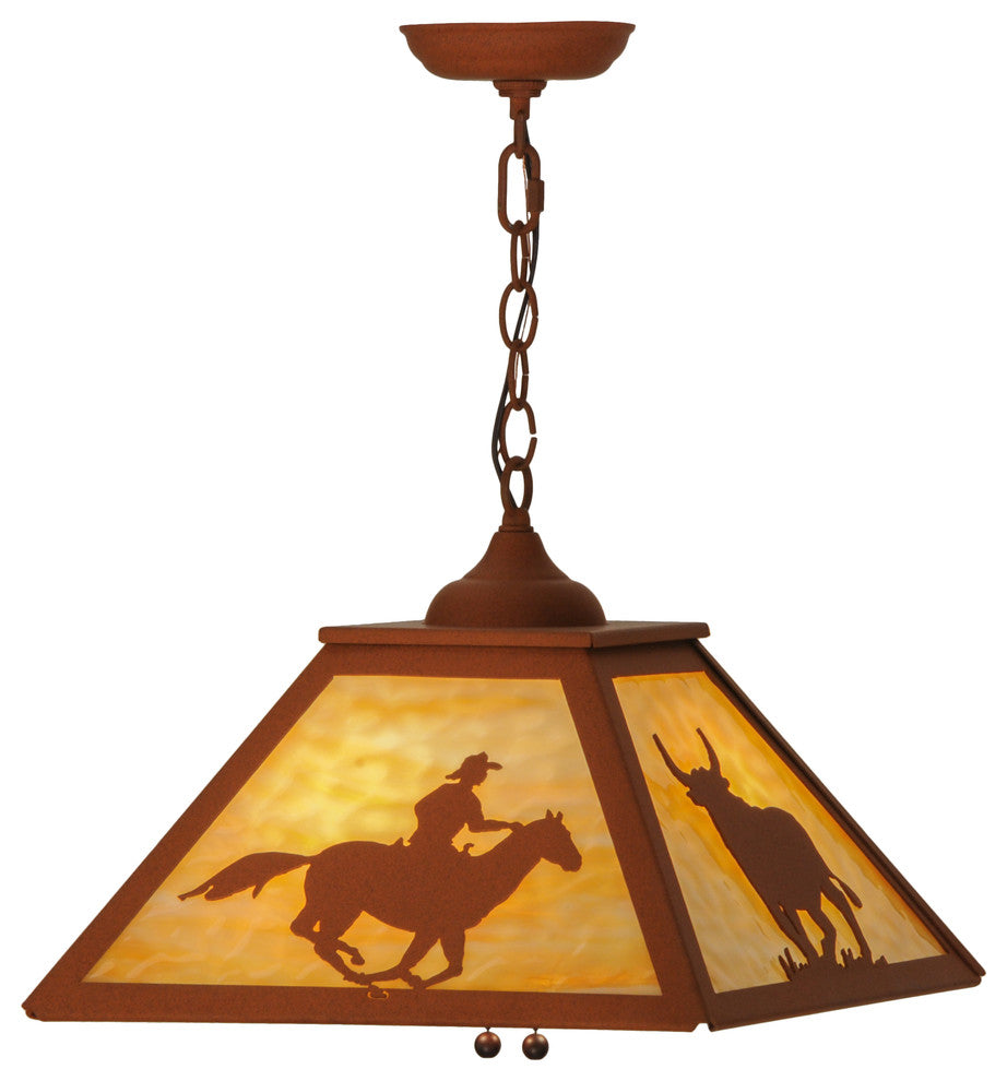 16Sq Cowboy & Steer Pendant
