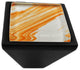 Hand Brushed Orange Tilted Strokes Crystal Glass Black Metal Square Frustum Knob