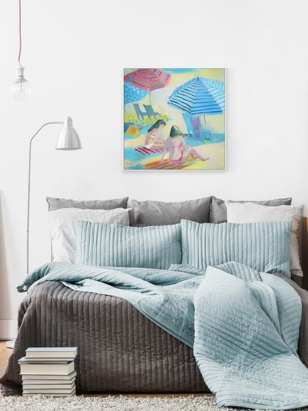 "Girls Having Fun" Floater Framed Painting Print on Canvas, 48"x48"