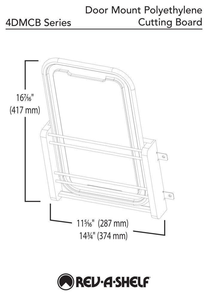 Wood Door Mount Cutting Board With Polymer Cutting Board, 14.75"