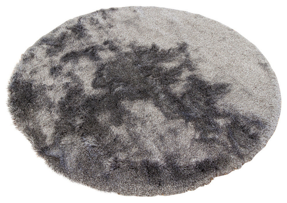 Naya Contemporary Area Rug, Gray and Brown, 7'9" Round