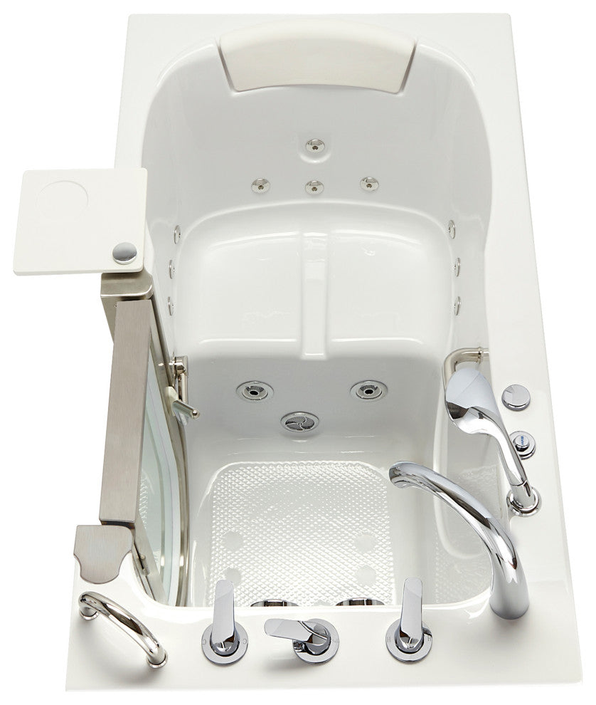 Ella Elite 32"x52" Acrylic Massage Walk-In Bathtub Inward Swing Door, Dual Drain