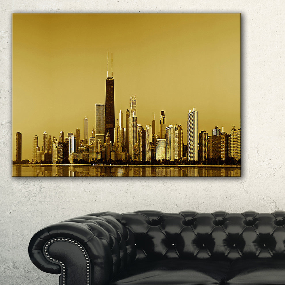 "Chicago Gold Coast With Skyscrapers" Canvas Print60"x28", 1 Panel