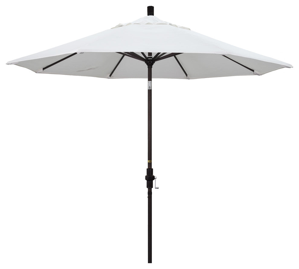 9' Bronze Collar Tilt Crank Aluminum Umbrella, White Olefin